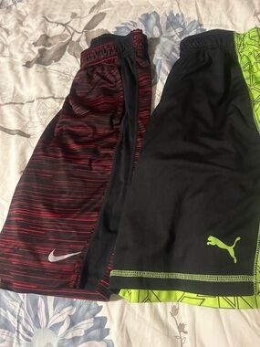 Nike Boys' Red and Black Striped Athletic Shorts